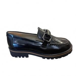 NEW BEBERLIS girls leather buckle loafer in black
